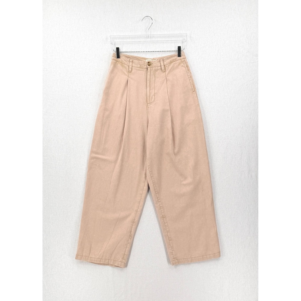 CHRISTY DAWN The Lee Trouser Pants Women 6 Tan Cotton Pleated Wide Leg High Rise
